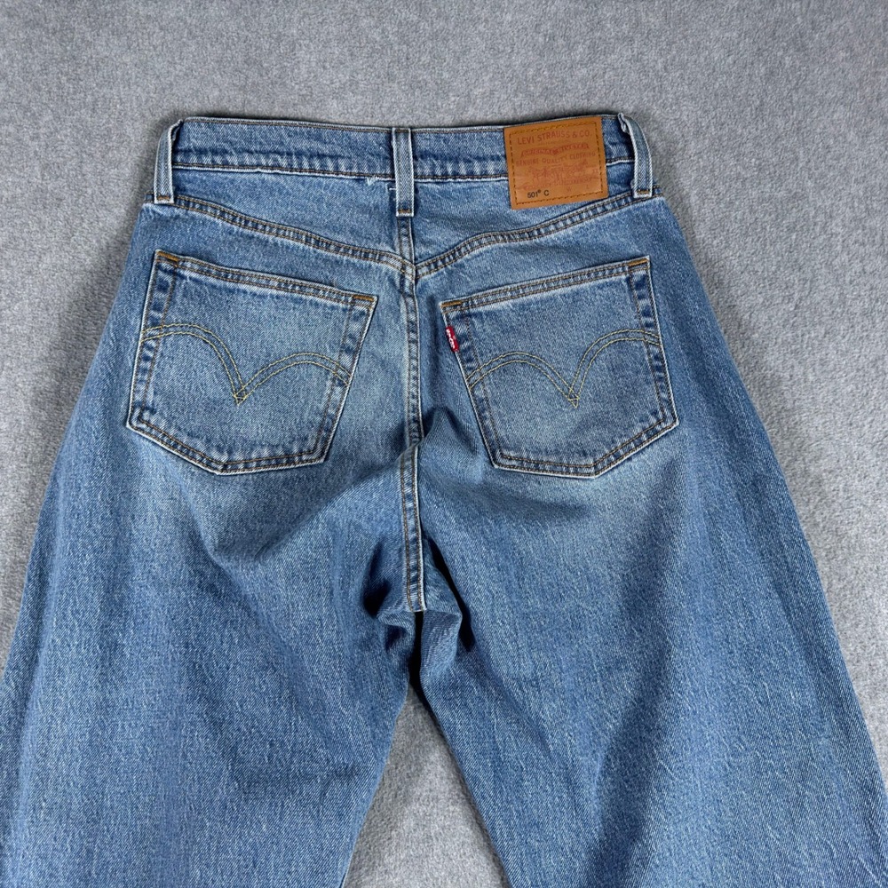 Levi's Premium 501 Curve Women's Jeans 28x30 Blue Light Wash Stretch Button Fly